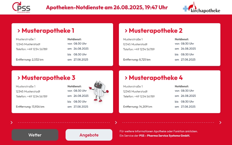 Anzeige Notdienstzeiten